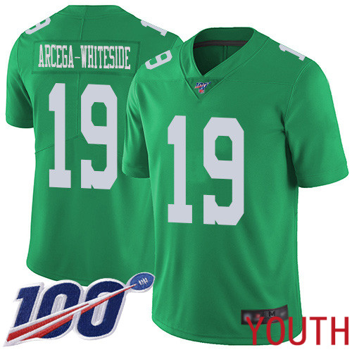 Youth Philadelphia Eagles #19 JJ Arcega-Whiteside Limited Green Rush Vapor Untouchable NFL Jersey 100th->youth nfl jersey->Youth Jersey